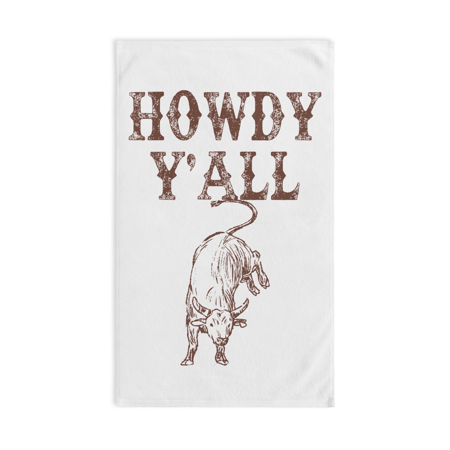 Howdy Y'all Cow Hand Towel - Rustic Kitchen Decor