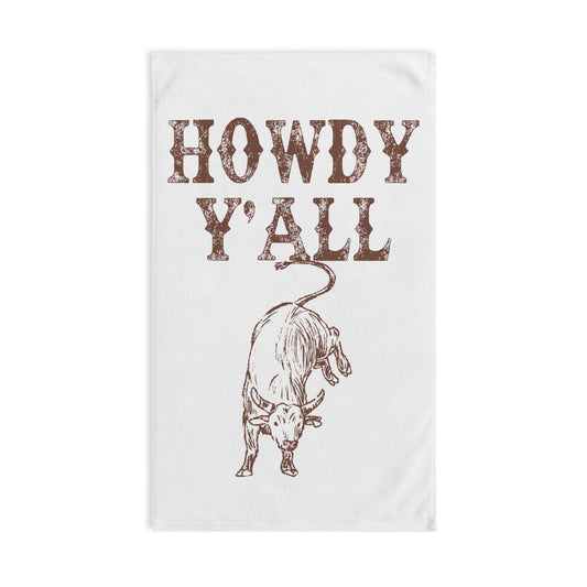 Howdy Y'all Cow Hand Towel - Rustic Kitchen Decor