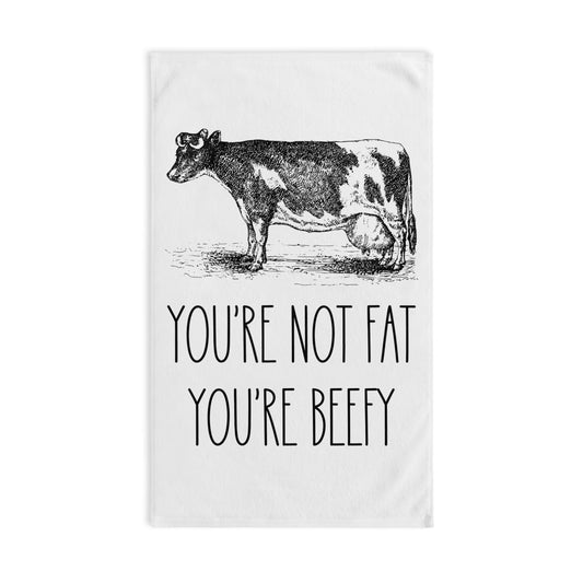 Funny Cow Hand Towel - You're Not Fat You're Beefy - Kitchen Decor