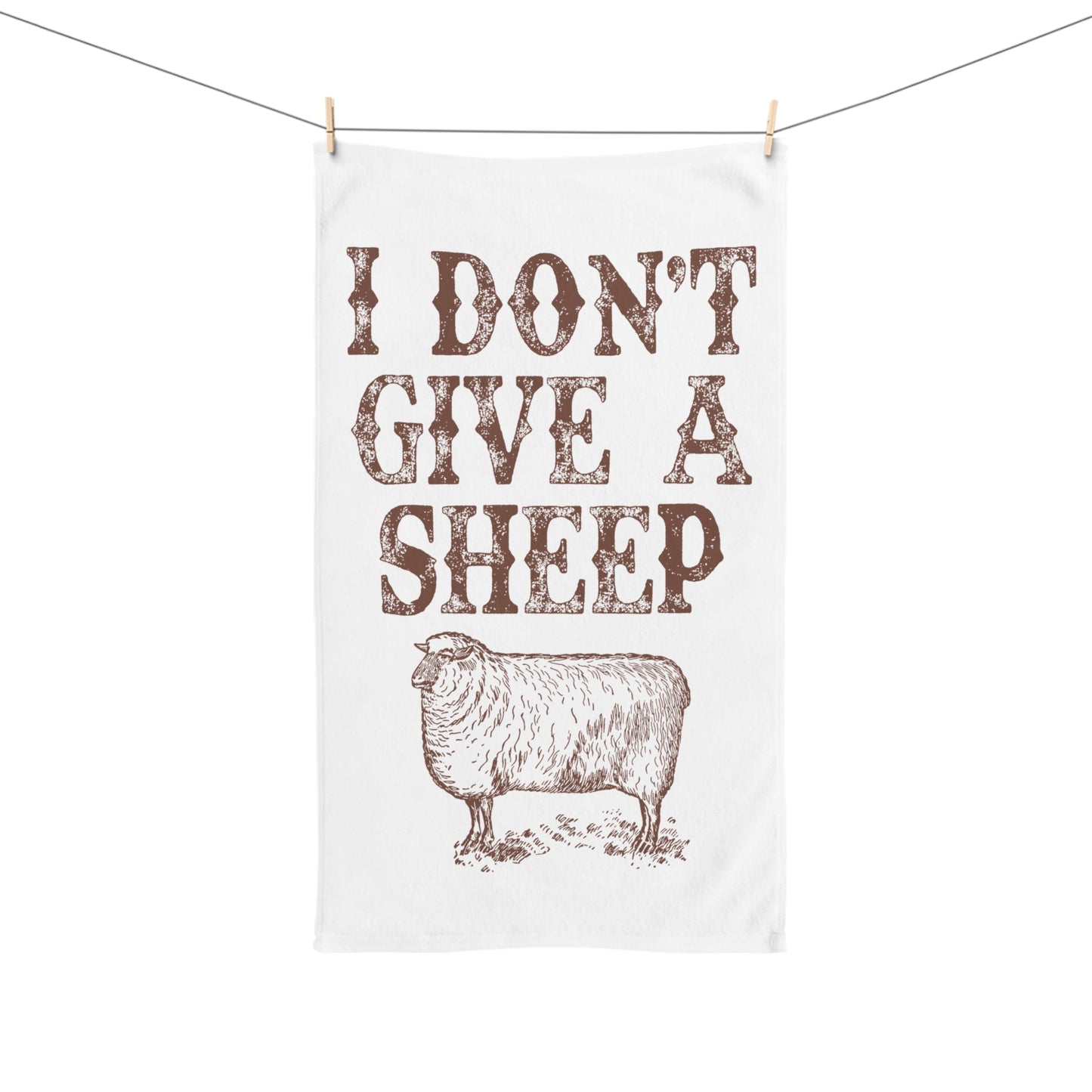 Tea Towel - I Don't Give a Sheep Rustic Kitchen Hand Towel