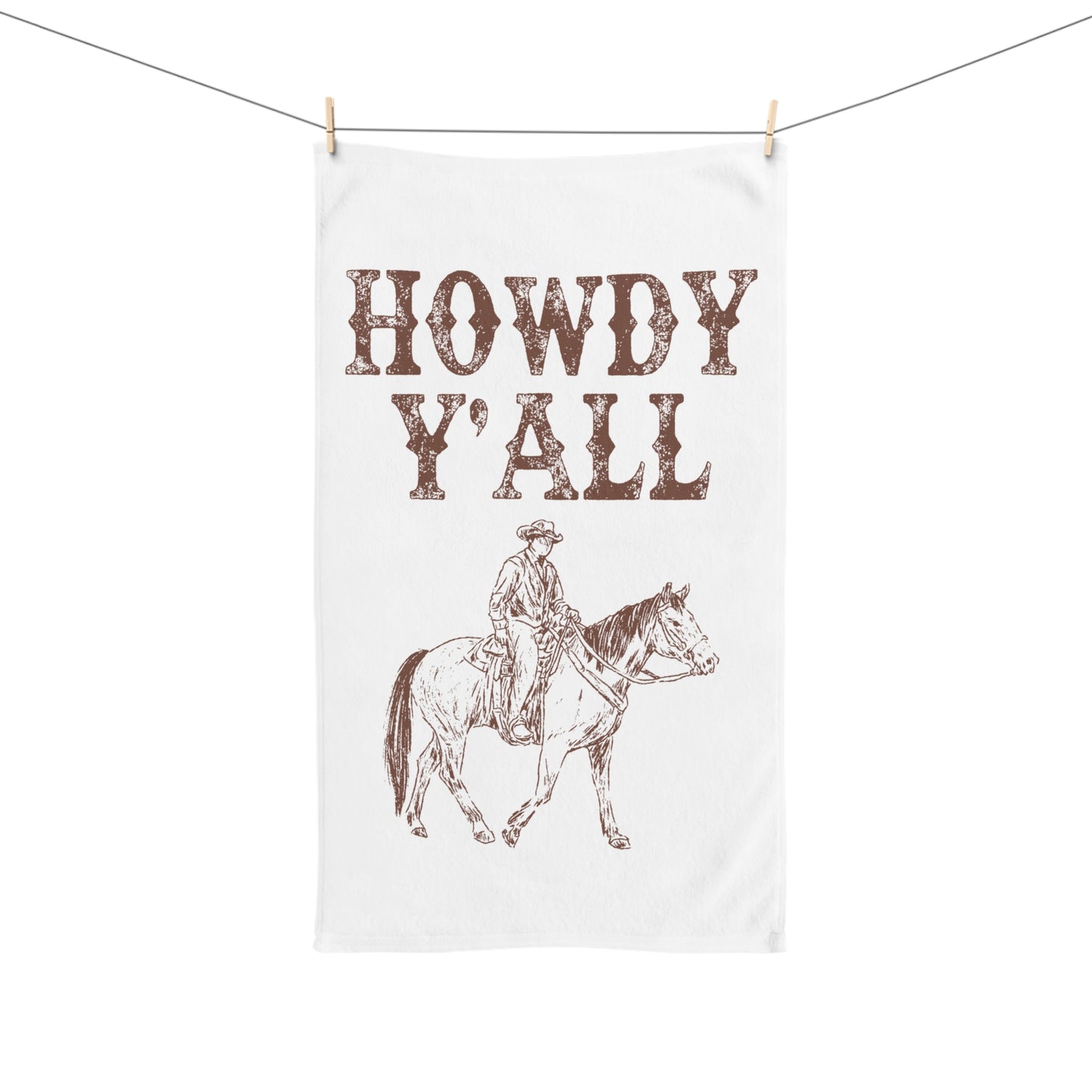 Howdy Y'all Western Hand Towel - Rustic Cowboy Design